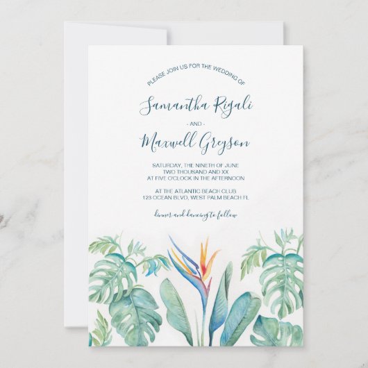 トロピカルウォーター結婚式招待状 招待状 (正面)