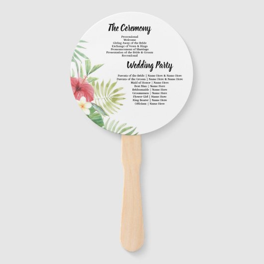 トロピカルウォーター結婚式 プログラムハンドファン ハンドファン (裏面)