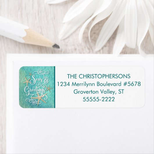 トロピカルウォーター色シーソンの挨拶 ラベル (インサイチュ)