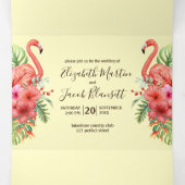 トロピカルウォーター色フラミンゴすべて結婚のT 三つ折り招待状 (内部中)