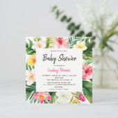 トロピカルウォーター葉カラースクエアベイビーシャワー 招待状 (スタンド正面)