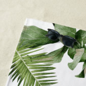 トロピカルウォーター葉カラースクリプト名モノグラム ビーチタオル (インサイチュ)