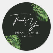 トロピカルウォーター葉カラーパーム結婚sありがとう ラウンドシール (正面)