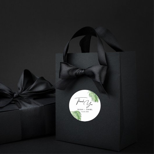 トロピカルウォーター葉カラーパーム結婚sありがとう ラウンドシール