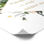 トロピカルウォーター葉カラー結婚ズのゲストブックサイン ポスター (角)