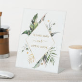 トロピカルウォーター葉カラー結婚ズのゲストブック 台座サイン (インサイチュ)