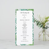 トロピカルウォーター葉カラー結婚式 プログラムカード (スタンド正面)