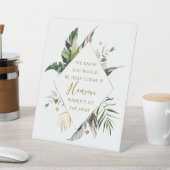 トロピカルウォーター葉カラー金ゴールド結婚の記念碑 台座サイン (インサイチュ)