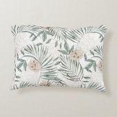 トロピカルウォーター葉カラー&フラワーパターン アクセントクッション (裏面)