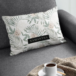 トロピカルウォーター葉カラー&フラワーパターン アクセントクッション