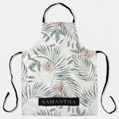 トロピカルウォーター葉カラー&フラワーパターン エプロン (正面)