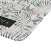 トロピカルウォーター葉カラー&フラワーパターン カッティングボード (角)