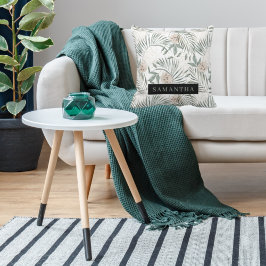 トロピカルウォーター葉カラー&フラワーパターン クッション