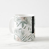 トロピカルウォーター葉カラー&フラワーパターン コーヒーマグカップ (正面左)