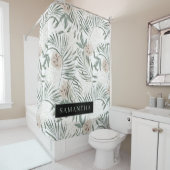 トロピカルウォーター葉カラー&フラワーパターン シャワーカーテン (インサイチュ)
