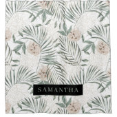 トロピカルウォーター葉カラー&フラワーパターン シャワーカーテン (正面)