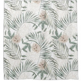 トロピカルウォーター葉カラー&フラワーパターン シャワーカーテン (正面)