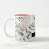 トロピカルウォーター葉カラー&フラワーパターン ツートーンマグカップ (左)