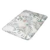 トロピカルウォーター葉カラー&フラワーパターン バスマット (アングル)