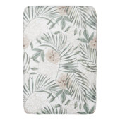 トロピカルウォーター葉カラー&フラワーパターン バスマット (正面縦)