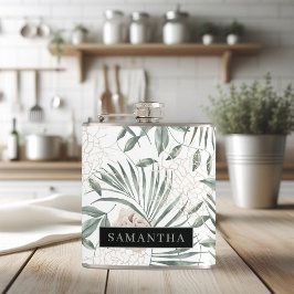 トロピカルウォーター葉カラー&フラワーパターン フラスク