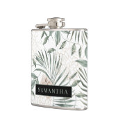 トロピカルウォーター葉カラー&フラワーパターン フラスク (左)