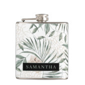 トロピカルウォーター葉カラー&フラワーパターン フラスク (正面)