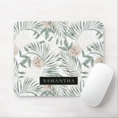 トロピカルウォーター葉カラー&フラワーパターン マウスパッド (マウス)