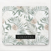 トロピカルウォーター葉カラー&フラワーパターン マウスパッド (正面)