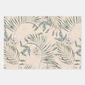 トロピカルウォーター葉カラー&フラワーパターン ラッピングペーパーシート (正面3)