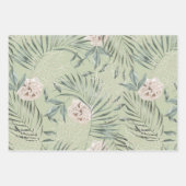 トロピカルウォーター葉カラー&フラワーパターン ラッピングペーパーシート (正面2)