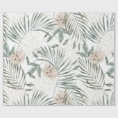 トロピカルウォーター葉カラー&フラワーパターン ラッピングペーパー (フラット)