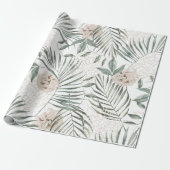 トロピカルウォーター葉カラー&フラワーパターン ラッピングペーパー (アンロールド)