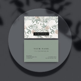 トロピカルウォーター葉カラー&フラワーパターン 名刺