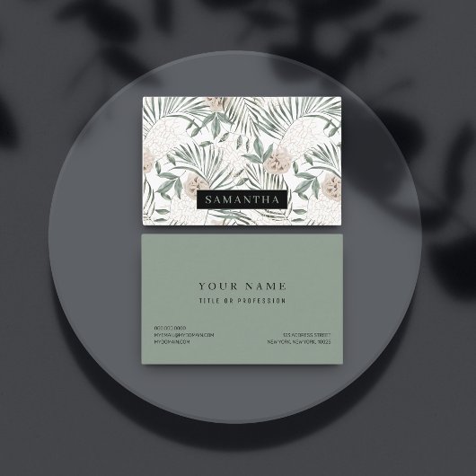 トロピカルウォーター葉カラー&フラワーパターン 名刺