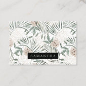 トロピカルウォーター葉カラー&フラワーパターン 名刺 (正面)