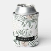 トロピカルウォーター葉カラー&フラワーパターン 缶クーラー (缶正面)