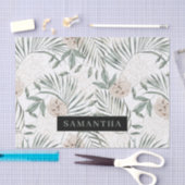 トロピカルウォーター葉カラー&フラワーパターン 薄葉紙 (クラフト)