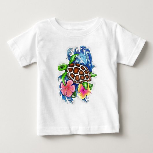 トロピカルウミガメの幼児Tシャツ ベビーTシャツ (正面)