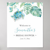 トロピカルウミガメブライダルシャワー標識 ポスター (正面)