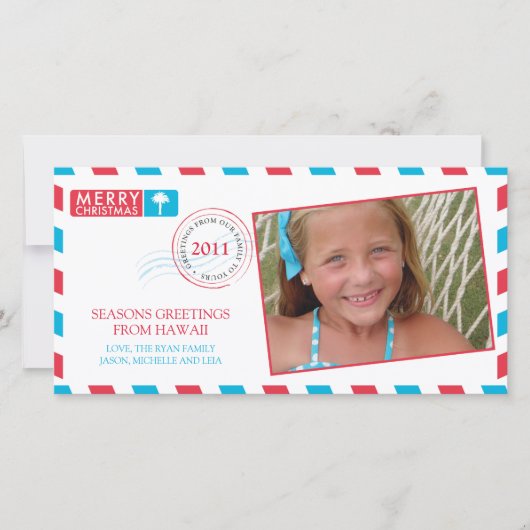 トロピカルエアメールホリデーグリーティングカード シーズンカード (正面)