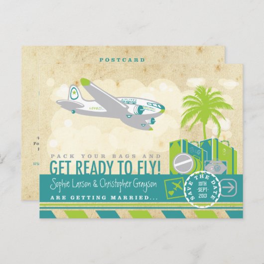 トロピカルエアライン旅行の日付はがきを保存 案内ポストカード (正面/裏面)