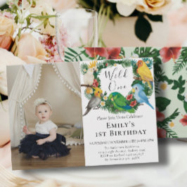 トロピカルエキゾチックなパロツワイルドワンバースデーガール 招待状