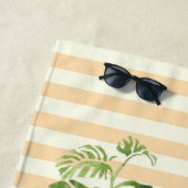 トロピカルエキゾチックストライプの，フラミンゴパーソナライズされた- ビーチタオル (インサイチュ)