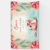 トロピカルエキゾチックピンクフラミンゴルアウ（ハワイ式宴会）バナー 横断幕 (縦)