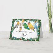 トロピカルエキゾチックベビーラブリーパロットハッピーバースデー カード (正面)