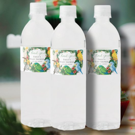 トロピカルエキゾチックベビーワイルドパロツベビシャワースクア ペットボトルラベル