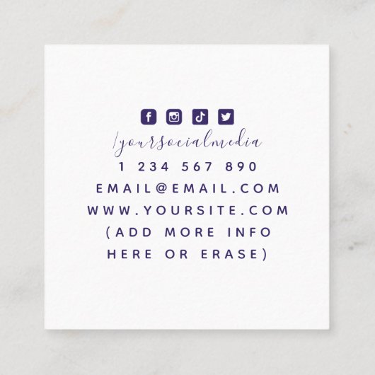 トロピカルエキゾチックモノグラムスキンケア美しい モダン スクエア名刺 (裏面)