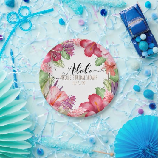 トロピカルエキゾチック花エレガントハワイアンアロハ ペーパープレート (パーティー)