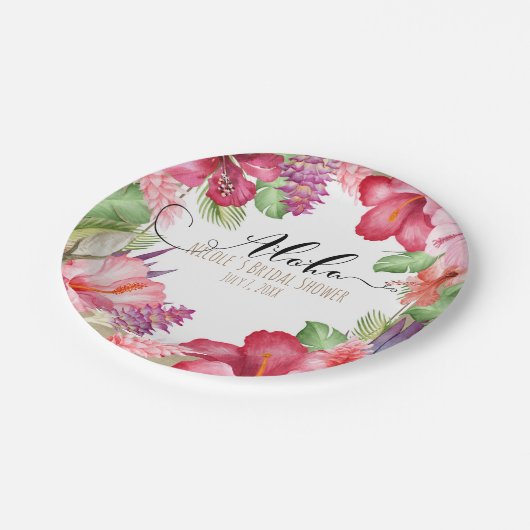 トロピカルエキゾチック花エレガントハワイアンアロハ ペーパープレート (アングル)